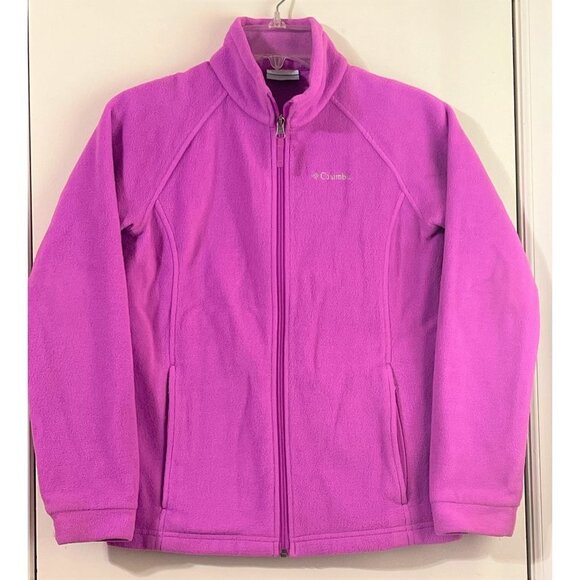 Girls Columbia Zip Up Fleece Jacket Size Large 14/16 Pink - Picture 1 of 4